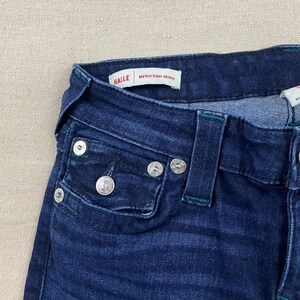True Religion Halle Super Skinny Jeans Women 27 Dark Blue Flap Pocket Distressed image 8