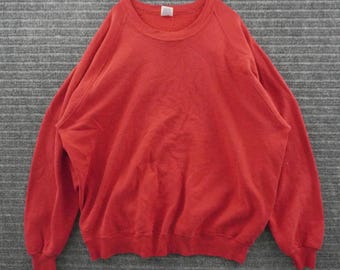 Vintage 90s Jerzees Blank Sweatshirt Mens 3X Red Raglan Crewneck