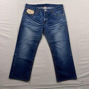 True Religion Billy Super T Jeans Mens 38 Blue Dark Wash Corduroy Flap Pockets image 2