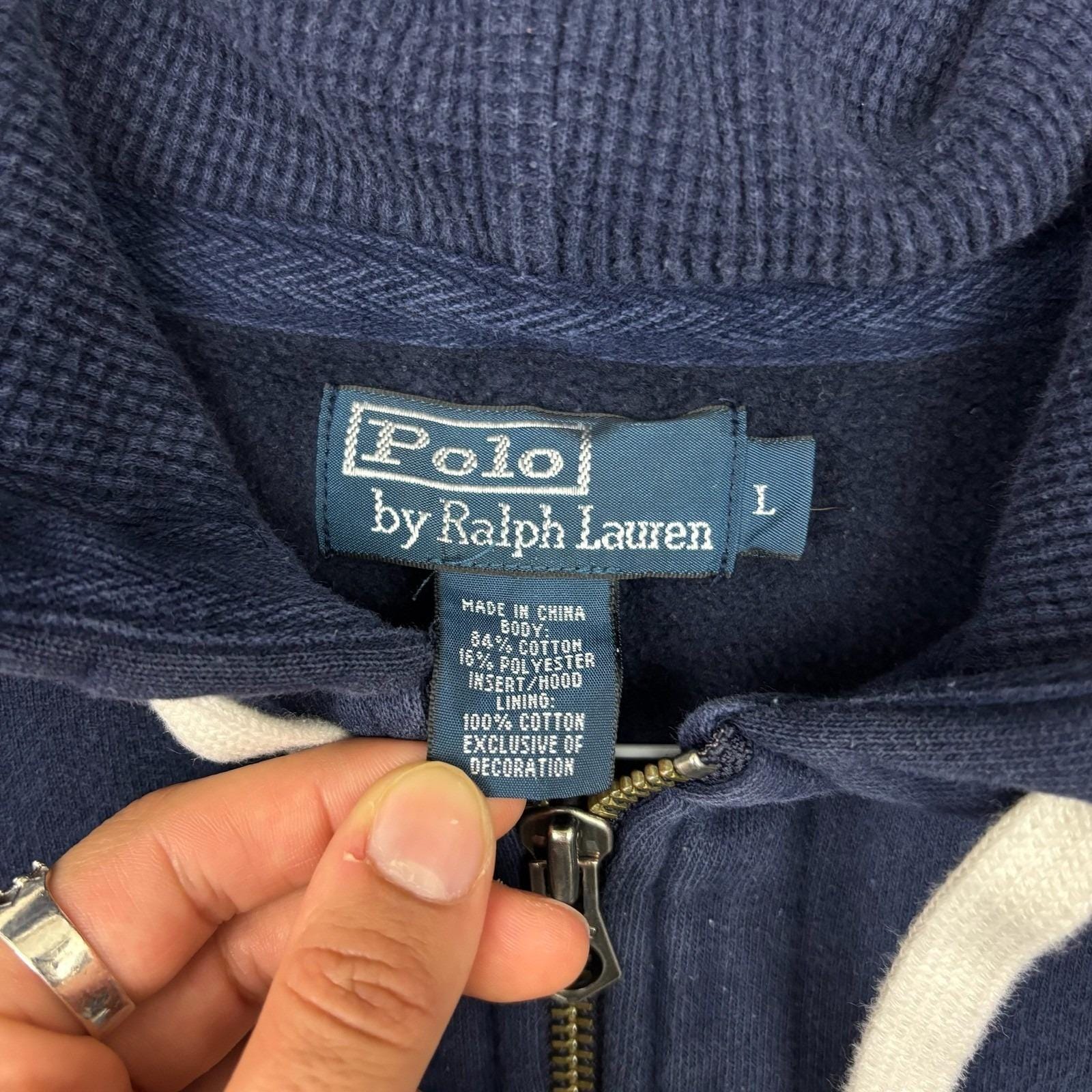 Polo Ralph Lauren Full Zip Thermal Lined Hoodie Navy Blue Yellow