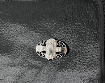 gegebene Brosche Brosche Womens OS Silber Art-Deco-Kristall Vintage selten Pin