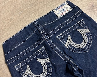Y2K True Religion Stella Jeans Frauen Gr 26 Dark Wash Gerades Bein Made in USA
