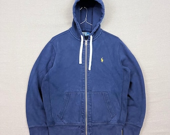 Polo Ralph Lauren Full Zip Thermal Lined Hoodie Navy Blue Yellow
