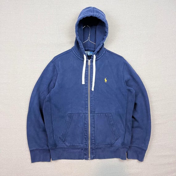 Polo Ralph Lauren Full Zip Thermal Lined Hoodie Navy Blue Yellow