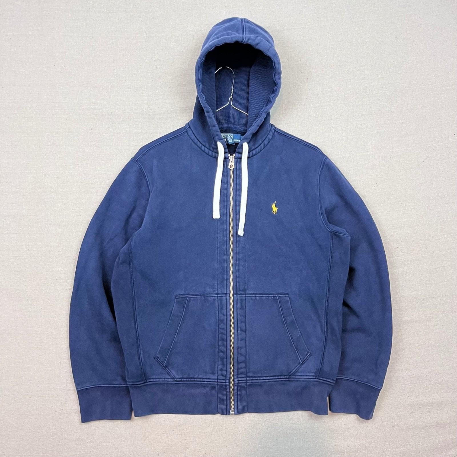 Polo Ralph Lauren Full Zip Thermal Lined Hoodie Navy Blue Yellow