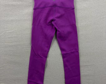 Leggings deportivos de tiro alto Lululemon Wunder Under Crop para mujer, talla 4, color morado.