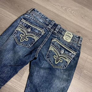 良品【ROCK REVIVAL】（30）ストレートデニム 刺繍 フラップポケット Rock revival jeans - Etsy 日本