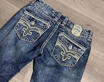 Rock Revival ブーツカットデニム W25 Y2K Y2K Rock Revival Bootcut Jeans: Embellished Low Rise Denim - Etsy
