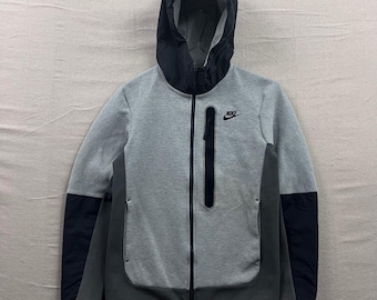 Nike Tech Fleece Hoodie Mens Small Grey Black Colorblock Full Zip Jacket