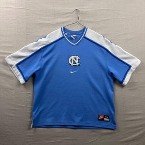 Vintage 90s Nike UNC Tar Heels Jersey Shirt Mens XL Blue White Argyle V-Neck image 1