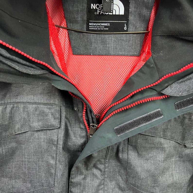 The North Face HyVent Ski Jacket Men Large Charcoal Grey Hooded Waterproof Shell image 7