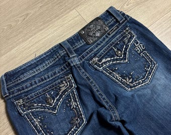 Miss Me Jeans Women Boot Cut Dark Wash Embellished Pockets Style JP5443B5 30