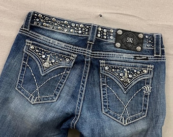 Miss Me Womens Bootcut Jeans Dark Wash Rhinestone Studded JP4288-5 Size 31