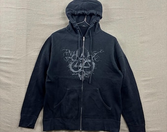 Sudadera con capucha y cremallera Y2K Coheed and Cambria para hombre, talla L, con estampado de cuervo negro, merchandising de la banda Rock