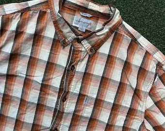 Carhartt Relaxed Fit Plaid Button Down Short Sleeve Shirt