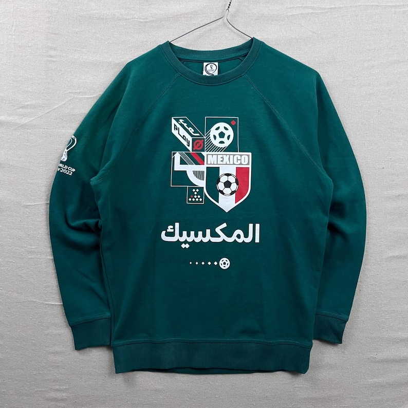 FIFA World Cup 2022 Mexico Sweatshirt Mens Medium Green Qatar Soccer Pullover image 1