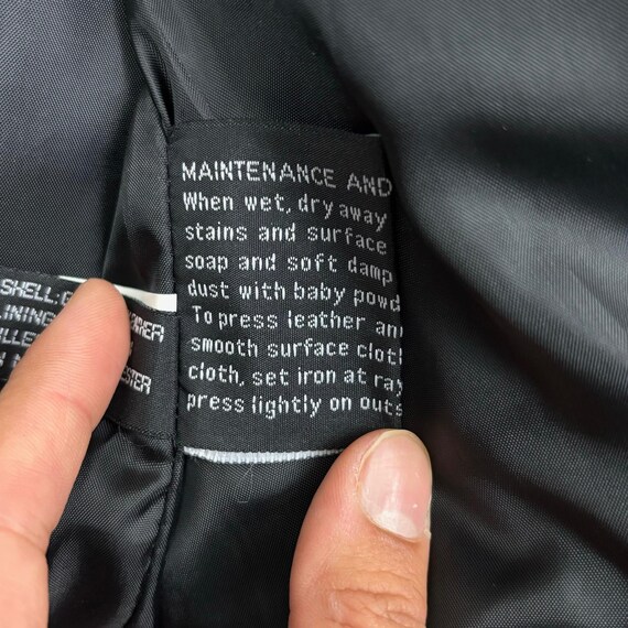 Explorer Leather Patchwork Bomber Jacket Black Me… - image 7