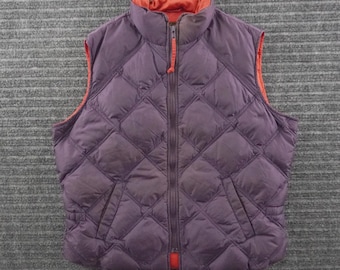 Vintage 90s Eddie Bauer Puffer Vest Womens Large Purple Goose Down Quilted