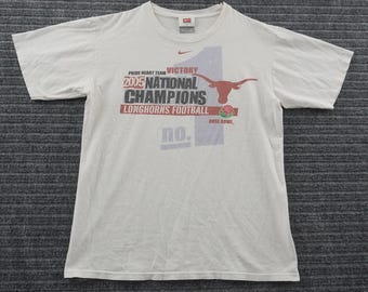 VTG Nike Texas Longhorns Football T-Shirt Small White 2005 National Champions
