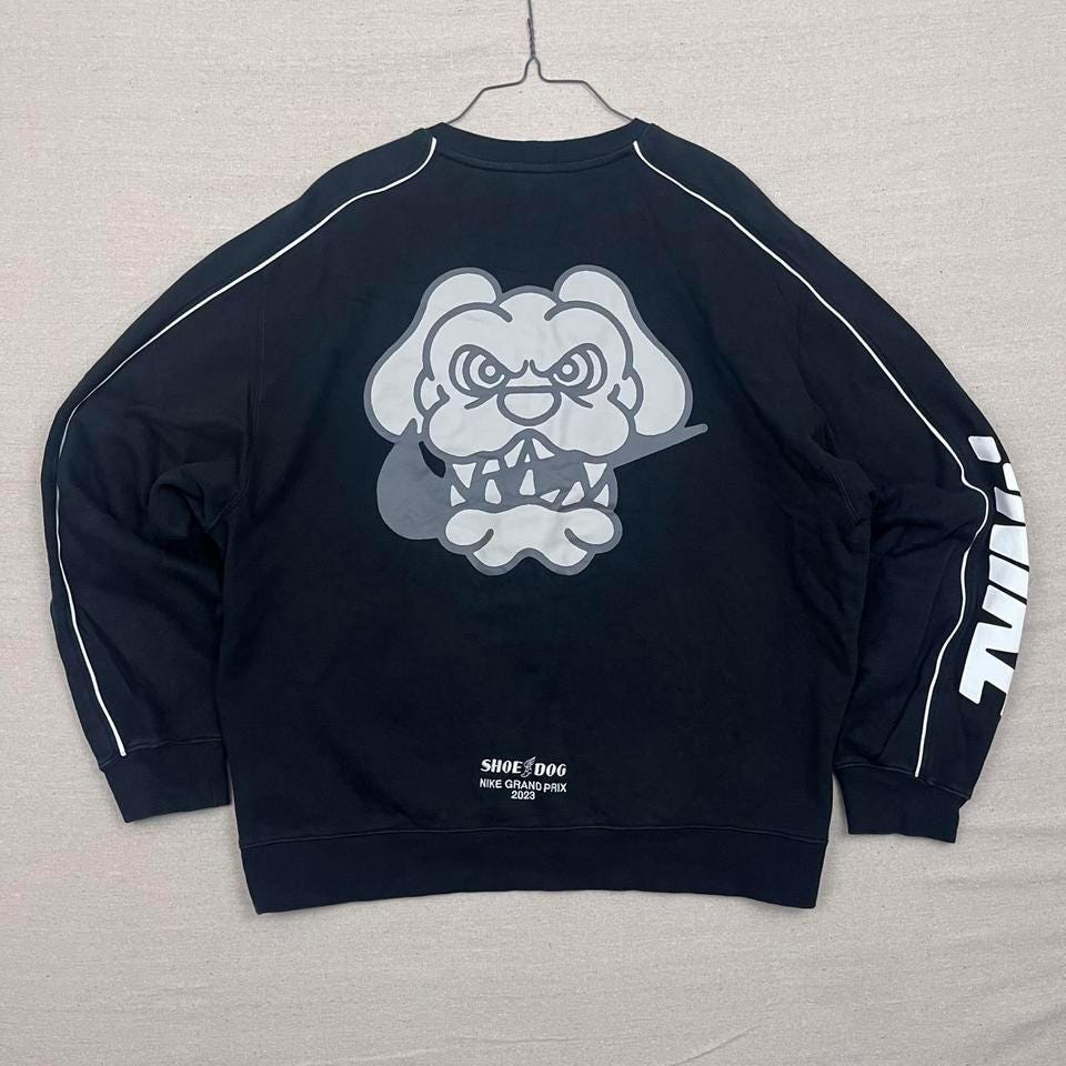 Nike Grand Prix 2023 Shoe Dog Fleece Black Graphic Crewneck