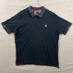 Robert Graham Poloshirt Herren XL Black Skull Rose Supima Baumwolle Classic Fit Bild 1