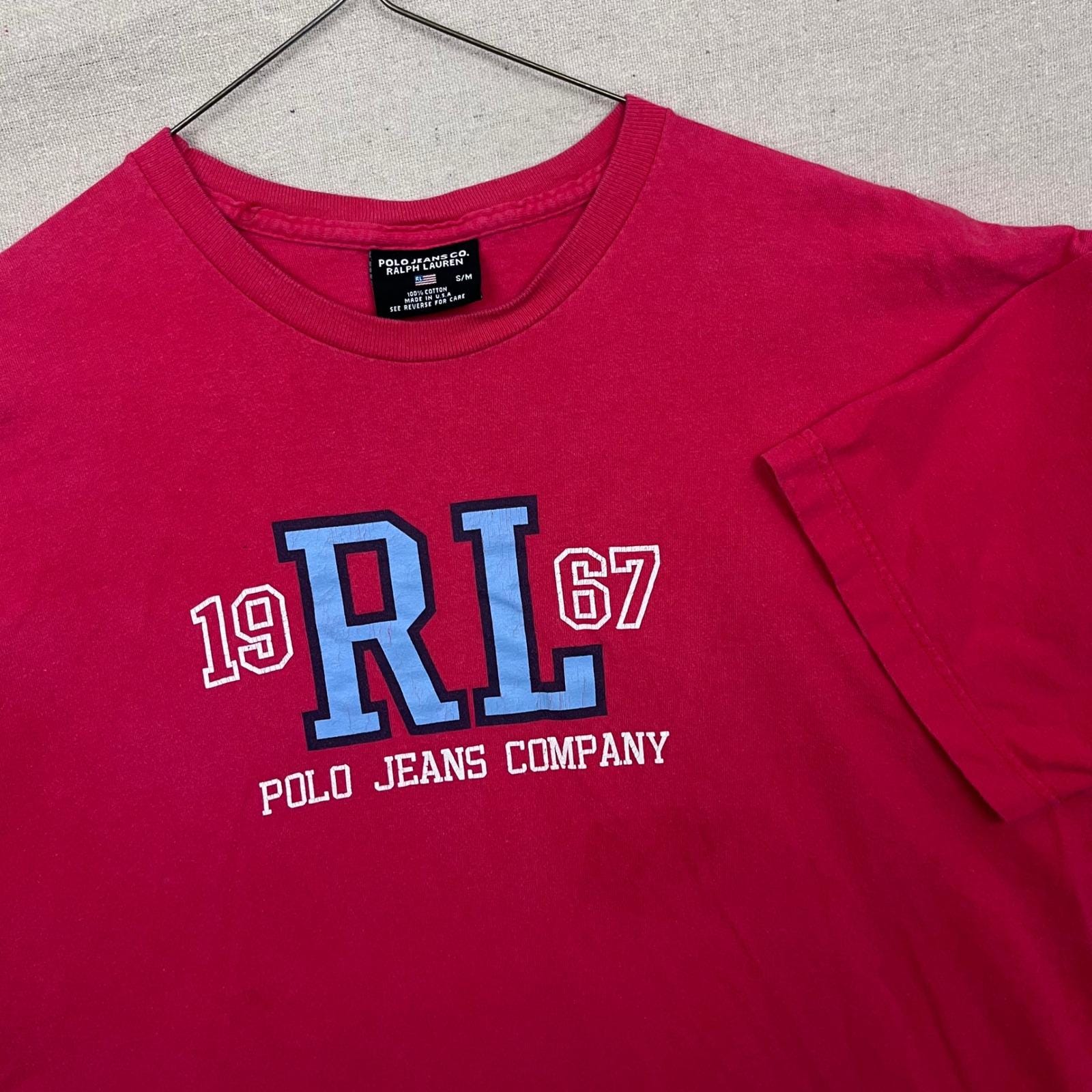 ポロ ジーンズ ラルフローレン メンズ S/M サーモン RL 1967 Tシャツ 