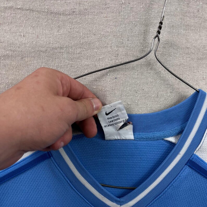 Vintage 90s Nike UNC Tar Heels Jersey Shirt Mens XL Blue White Argyle V-Neck image 5