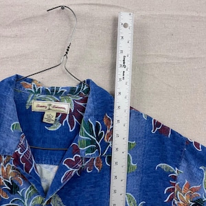 Tommy Bahama Silk Shirt Mens M Blue Tropical Floral Short Sleeve Camp Collar image 6