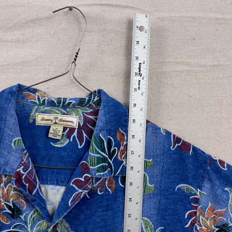Tommy Bahama Silk Shirt Mens M Blue Tropical Floral Short Sleeve Camp Collar image 6