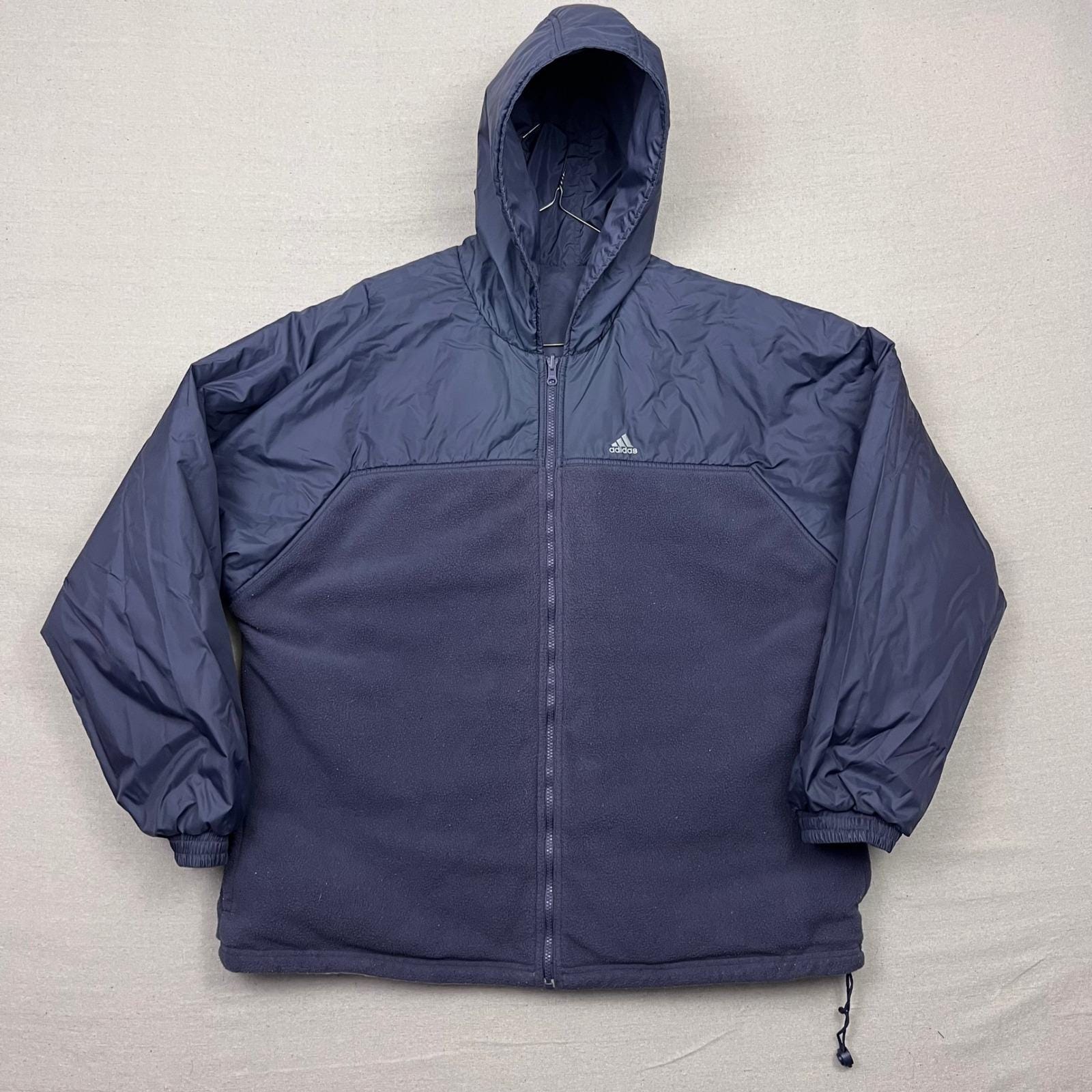 Vintage Adidas Reversible Hooded Jacket Mens Purple-gray Full Zip