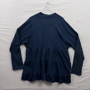 Anthropologie Cardigan Womens 3X Navy Blue Tiered Ruffle Back French Terry Open image 2