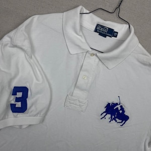 Polo Ralph Lauren Embroidered White Polo Shirt Big Pony Blue 3 - Etsy