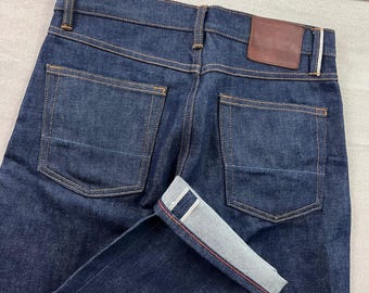Jeansy Gustin 172 Raw Selvedge Denim Mens 33 Straight Fit Dark Indigo Made in USA
