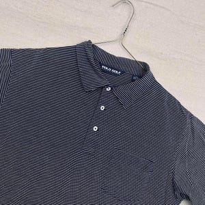 Vintage Polo Golf Ralph Lauren Navy Striped Polo Pocket Shirt Pima Cotton