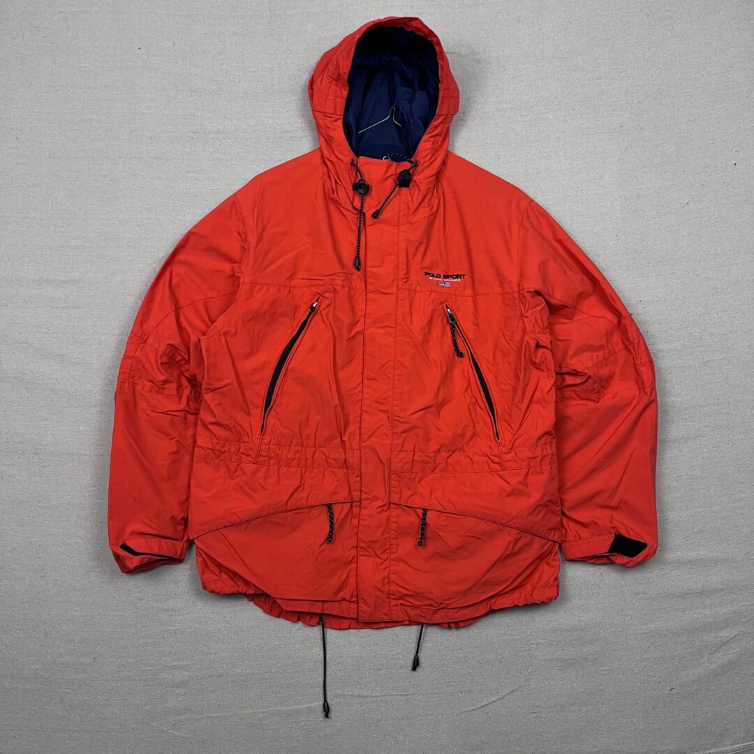 VTG POLO SPORT Ralph Lauren Men's Red Hooded Jacket Nylon
