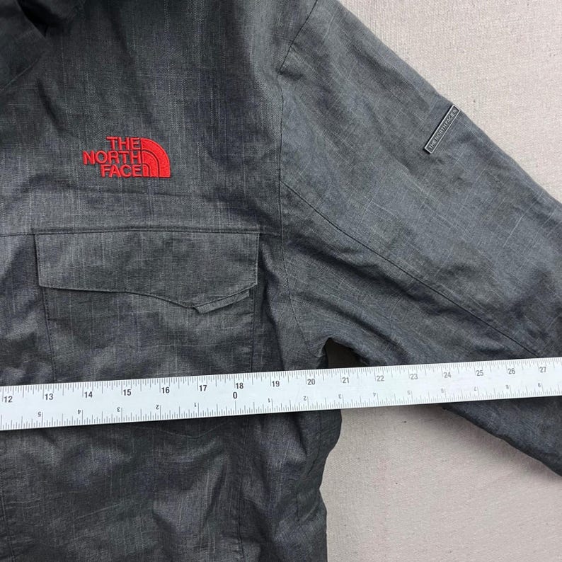 The North Face HyVent Ski Jacket Men Large Charcoal Grey Hooded Waterproof Shell image 11