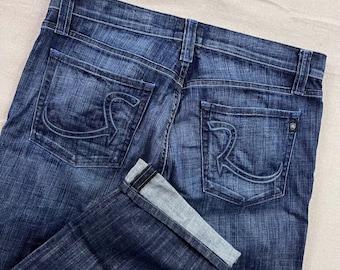 Rock & Republik Neil Jeans Herren 36 Dunkle Waschung Gerades Bein Knopfleiste Hergestellt in den USA