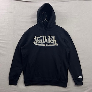 Von Dutch Hoodie Mens Large Black Skull Graphic Back Print Pullover Streetwear image 1