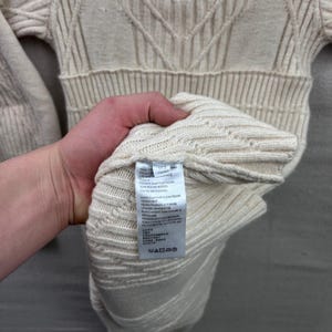 Free People Ivory Cable Knit Mini Emmaline Dress Balloon Sleeve Cutout Back S image 4
