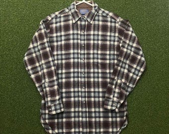 True Vintage Pendleton 100% Virgin Wool Button Down Plaid Flannel Shirt