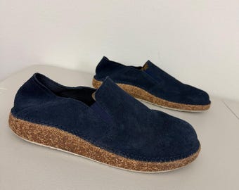 Zapatos sin cordones Birkenstock Callan para hombre, talla 45, azul marino, ante, suela de corcho.