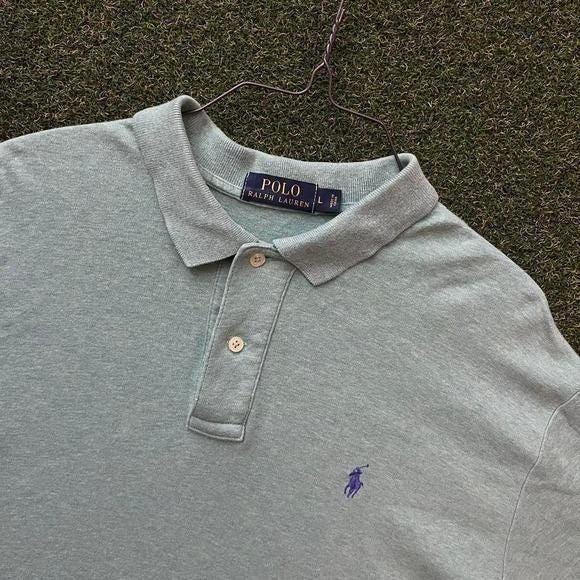 Polo Ralph Lauren Mens Large Polo Shirt Sage Green Purple Pony