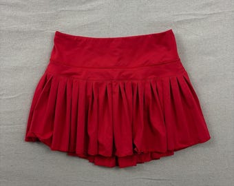 Goldhinge Pleated Tennis Skirt Women Small Red Activewear Skort High Waist