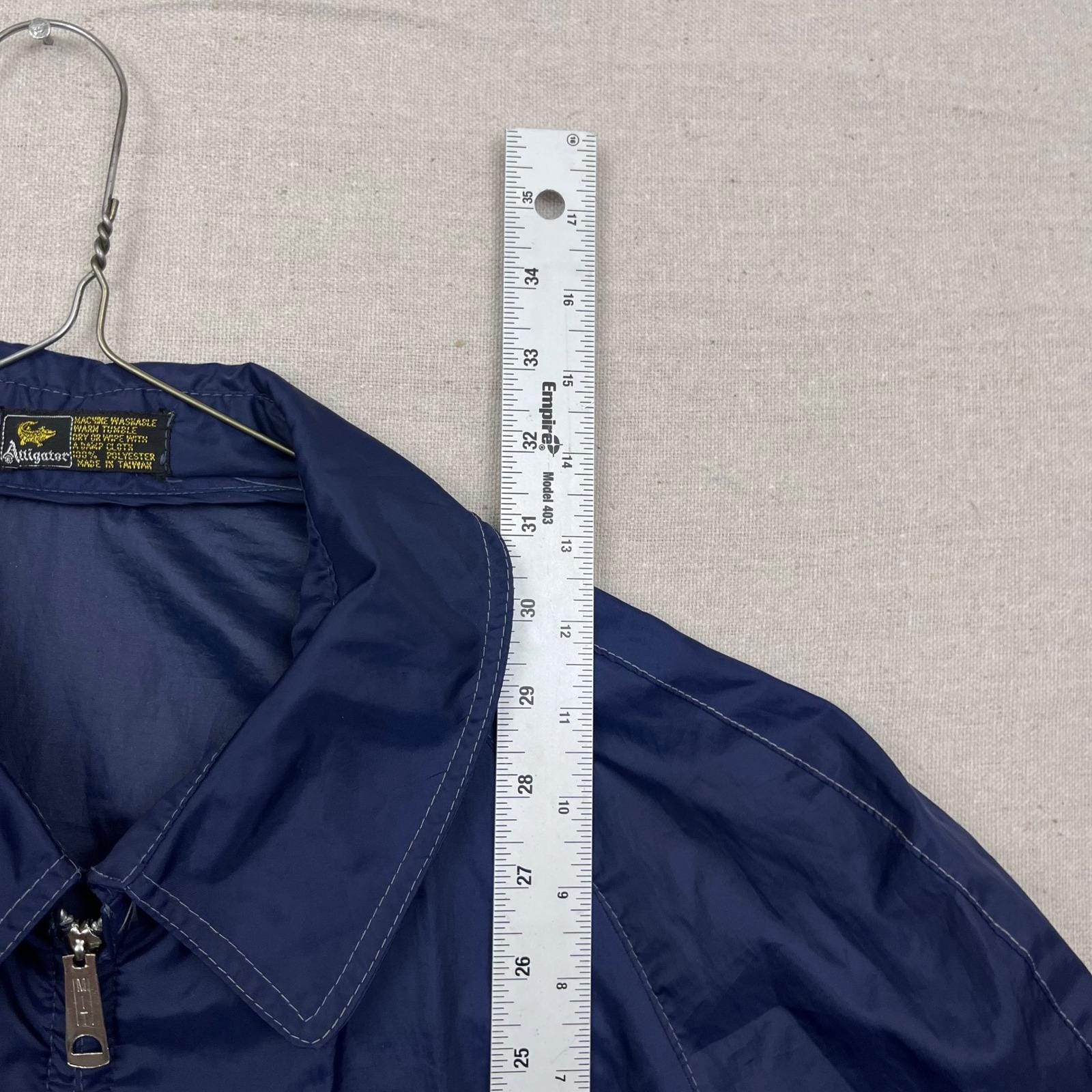 Vintage 80s Alligator Jacket Navy Blue Lightweight Zip up