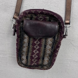 Pendleton schoudertas klein bordeauxrood wollen geometrisch leren bandje dames afbeelding 1