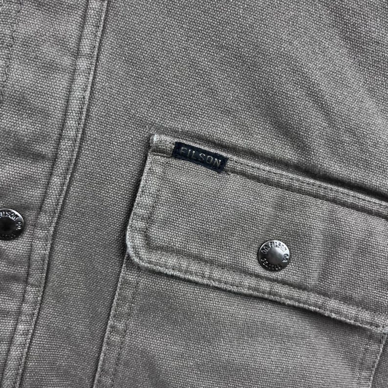 Filson gevoerd jack heren M licht olijfgroen canvas fleece gevoerd overhemdjack afbeelding 6