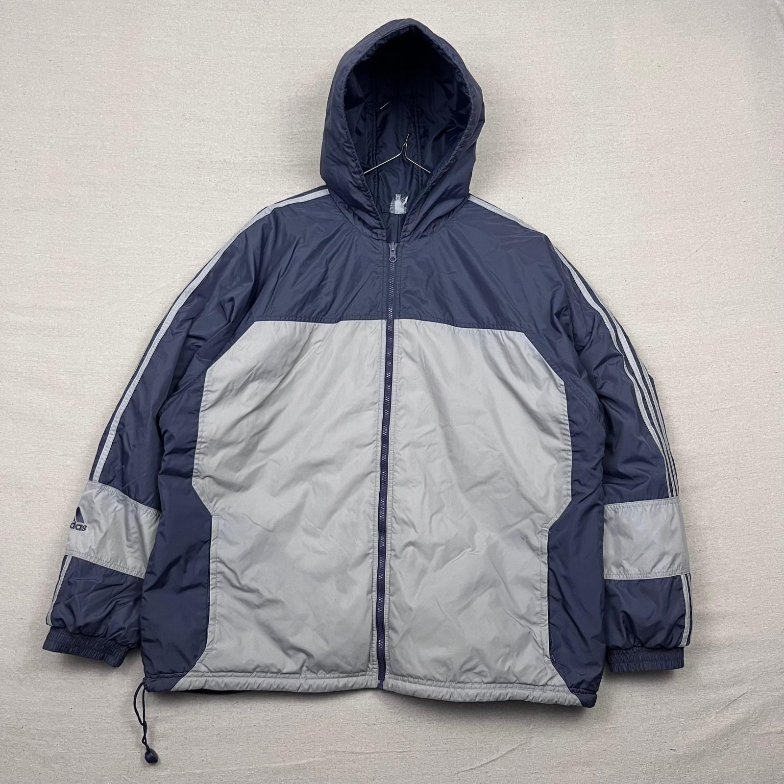 Vintage Adidas Reversible Hooded Jacket Mens Purple-gray Full Zip