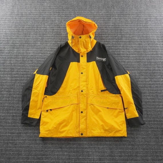 Timberland, Vintage 90s Timberland Gore-Tex Parka Men S Yellow Black Colorblock Jacket