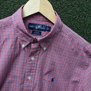Vintage 90s Polo Ralph Lauren Blake Plaid Pink Short Sleeve Button Down Shirt