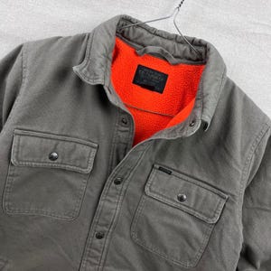 Filson gevoerd jack heren M licht olijfgroen canvas fleece gevoerd overhemdjack afbeelding 1